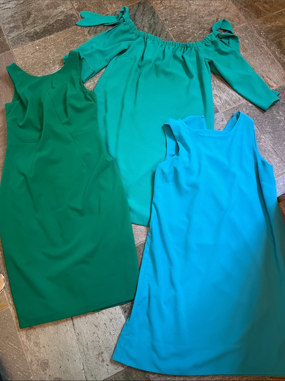 Vince Camuto Teal, Turquoise & Aqua Midi Dress Trio
